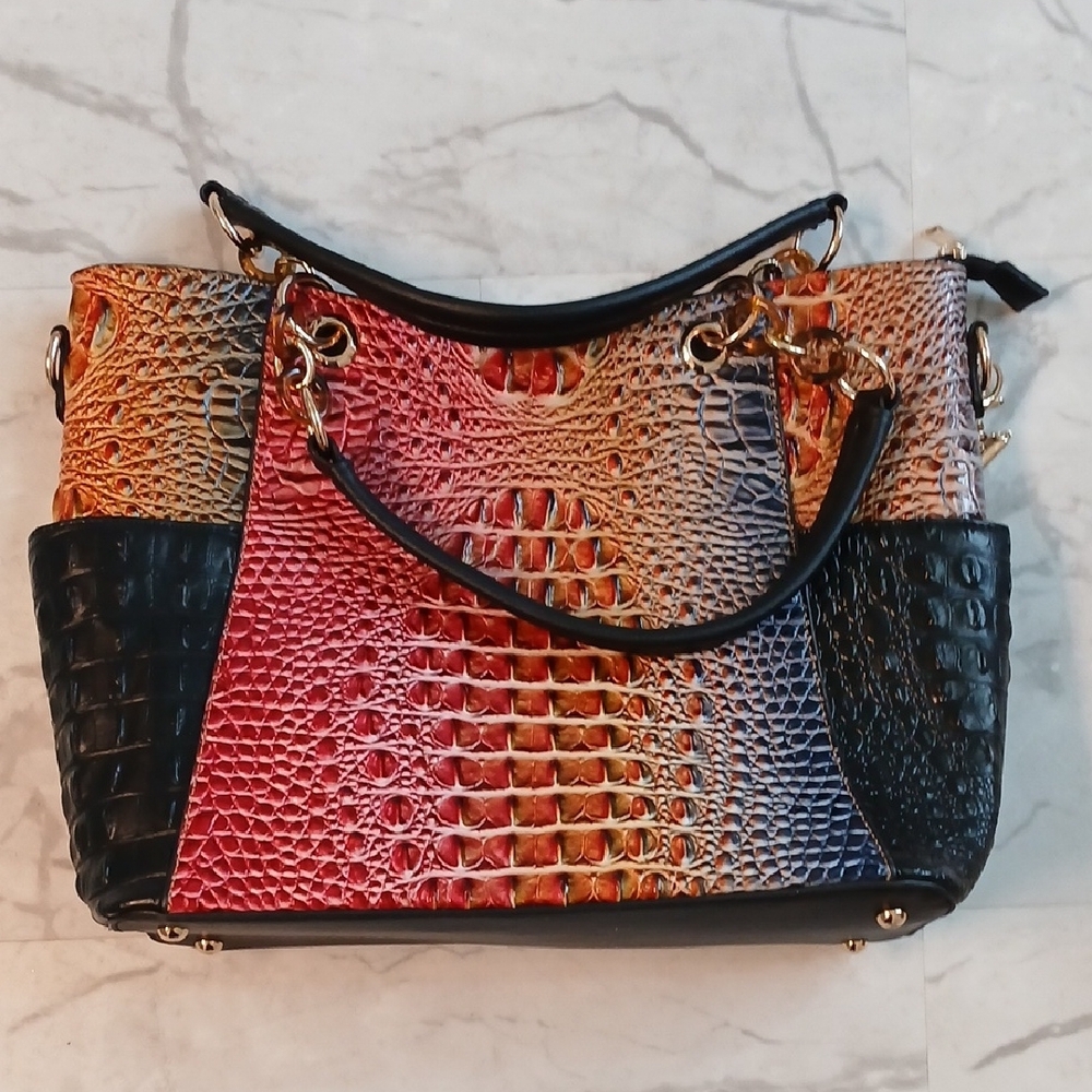 Mia K Collection Multicolor Croc-Embossed Women's Handbag - Picture 3 of 4